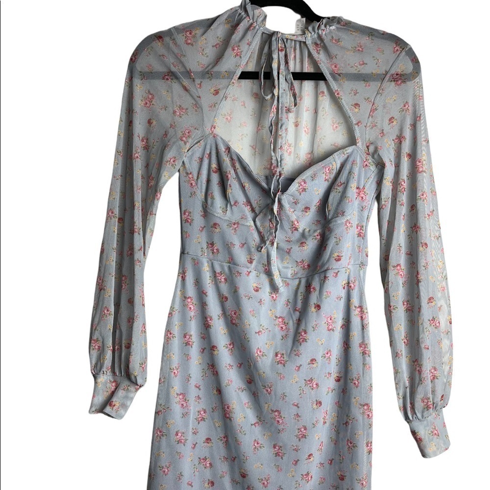 ASOS Mesh Floral Long Sleeve With Diamond Cut Out On The Chest / Size-6